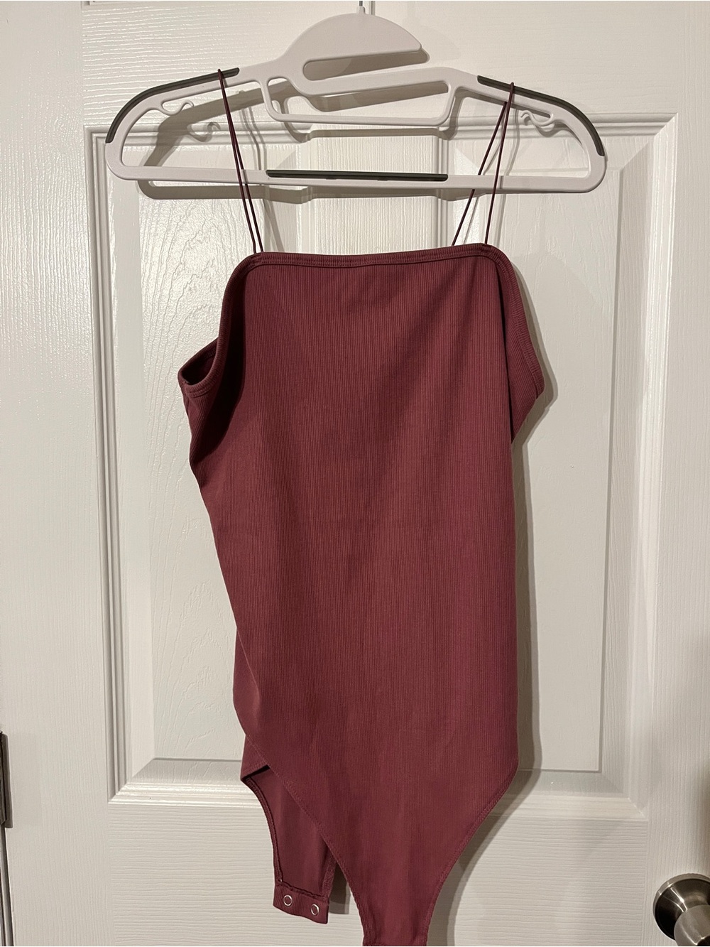 wild fable Ribbed Spaghetti-Strap Bodysuit in Dusty Rose